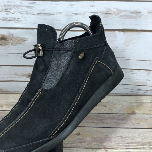 Tecnica Cowhide Leather Ankle Boots Womens Size 8.5  Drawstring Black Slip On - Picture 9 of 11